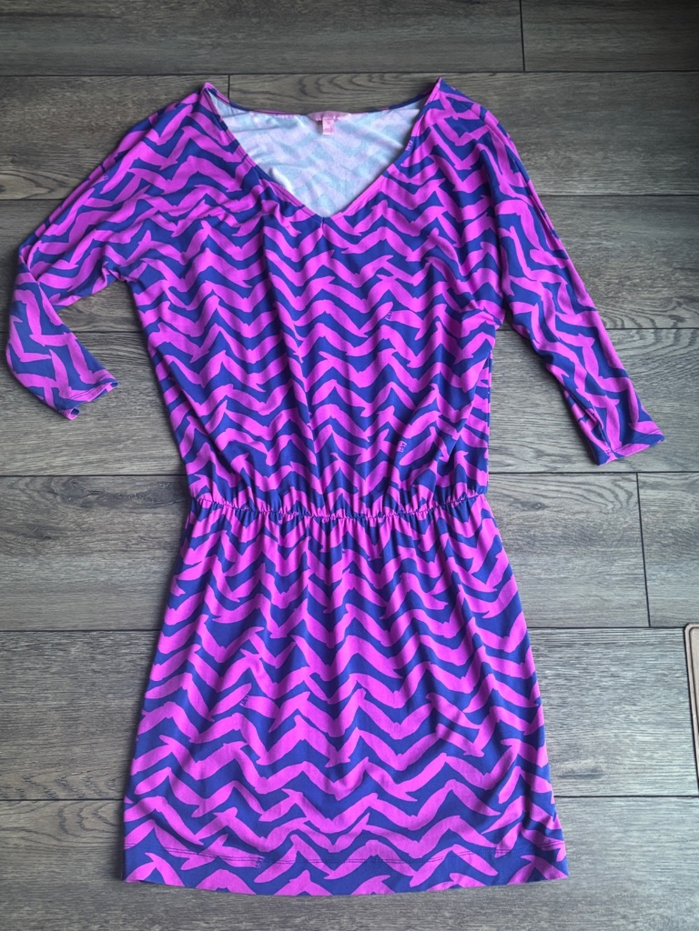 Lilly Pulitzer Dolman Chevron Mini Dress Pink Blue Sz M (flawed)